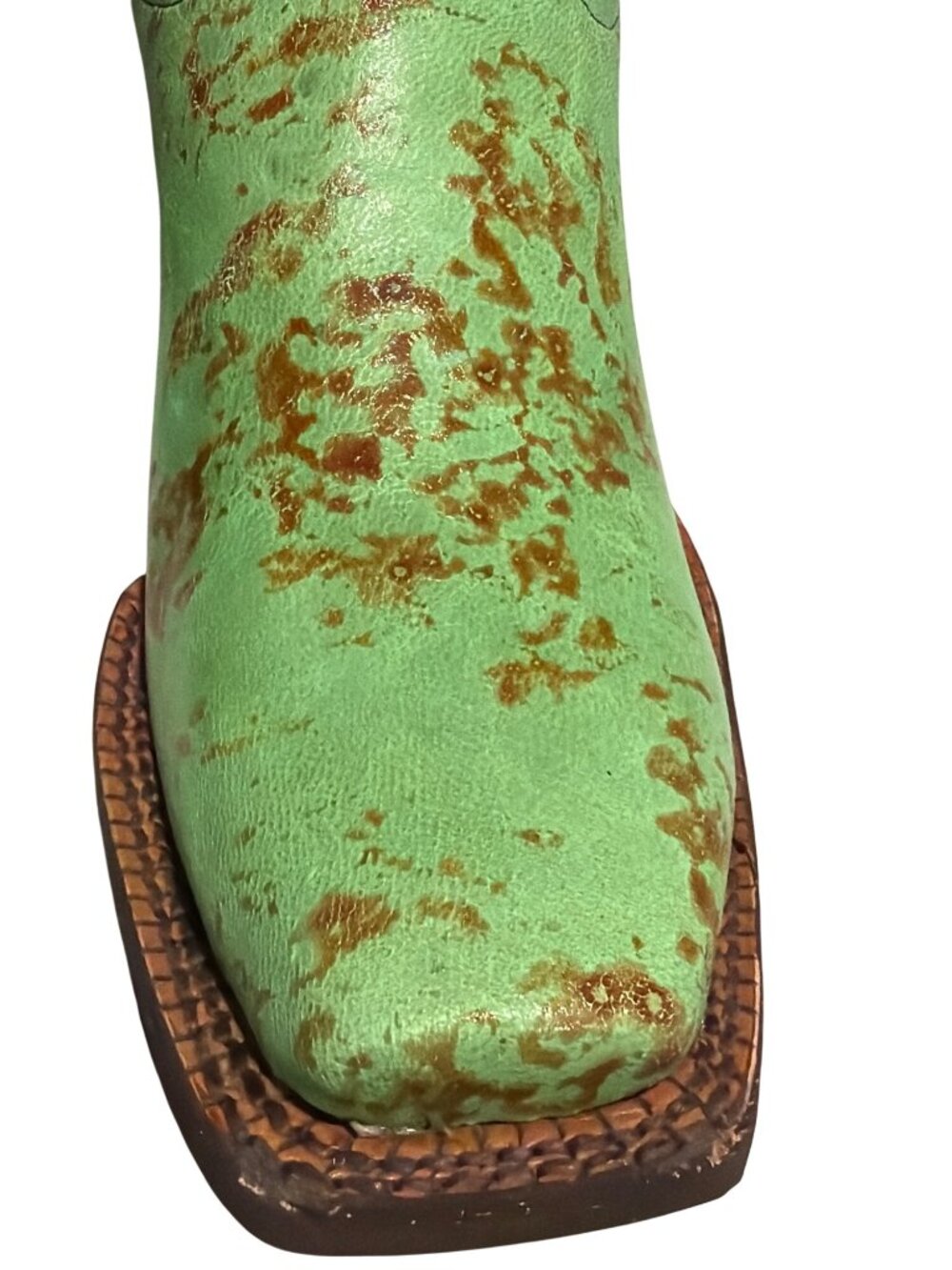 Tanner Mark Multicolor Chevron Rustic Leather Western Boots Size 7.5 Square Toe - Picture 4 of 9